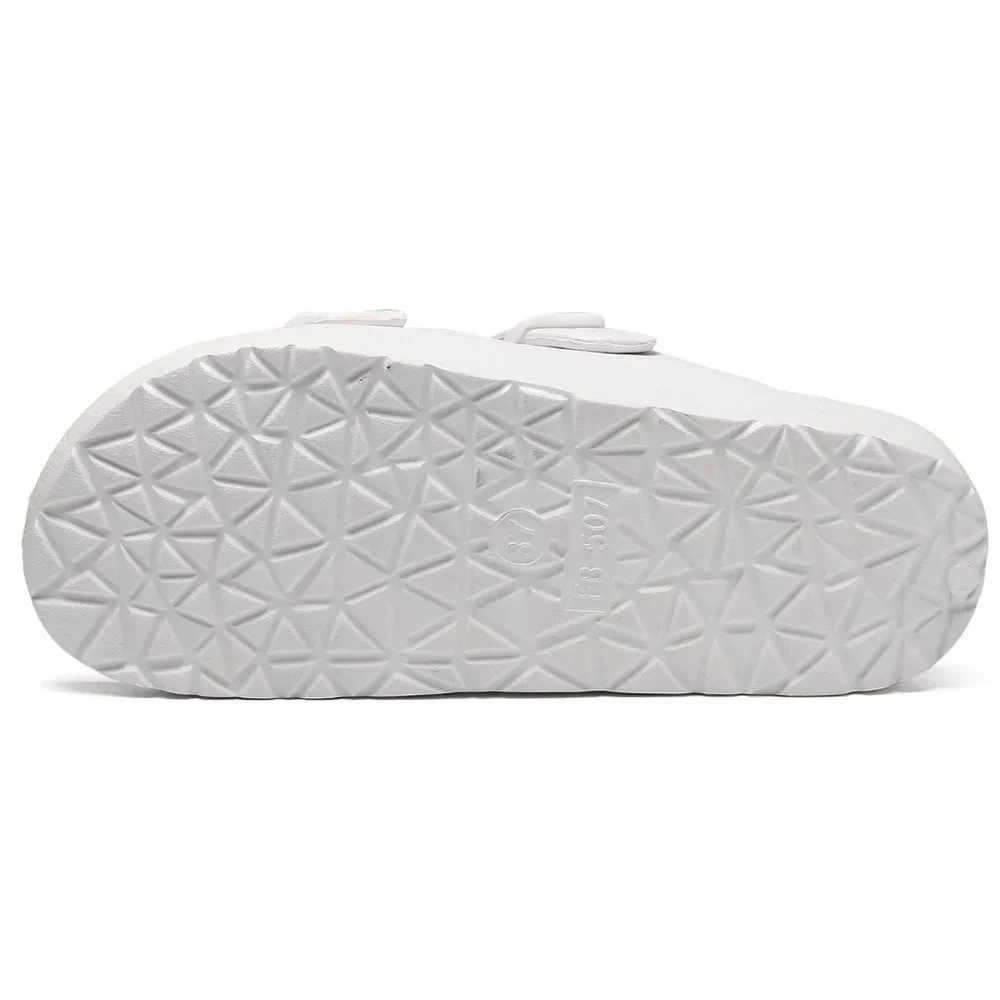 𝅺WHITE Double Buckled Strap Sandals - Picture 4 of 4